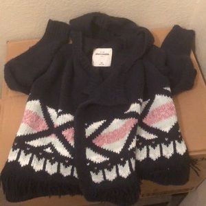 Girls woven sweater with hood